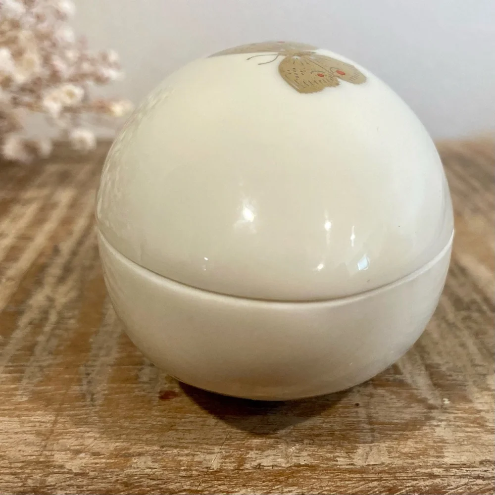 Takahashi Ceramic Egg Trinket Box with Gold Butterfly